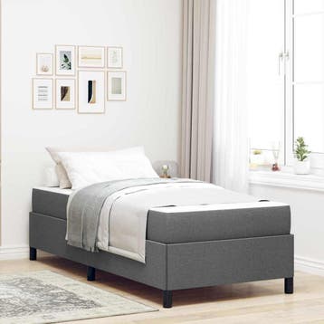 vidaXL Boxspringbed Donkergrijs 90 x 190 cm Stof, Verzenden, Nieuw, Grijs, Stof