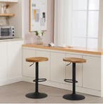 Set van 2 Industriële Barkrukken –Hout, Verstelbaar en Draai, Verzenden, Nieuw