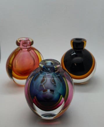 Murano - Vaas (3) - Zware multicolor vazen - Kristal - Set 3