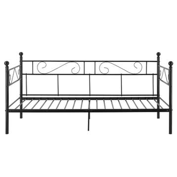 Eenpersoons slaapbank of 3-zitsbank 200x90 cm metaal zwart, Verzenden, Nieuw