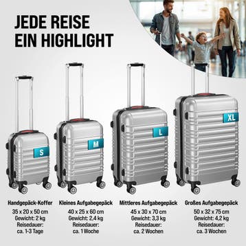 Reiskoffers 4-delige Zilver ABS accessoires (Recreatie), Verzenden, Nieuw