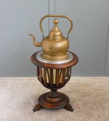 Theepot - Theestoof met Houder - Eikenhout, Metaal, Koper