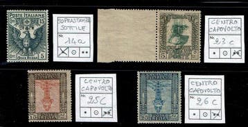 Colonia Libia. 1915/1921 - Interessante variëteiten van, Gestempeld