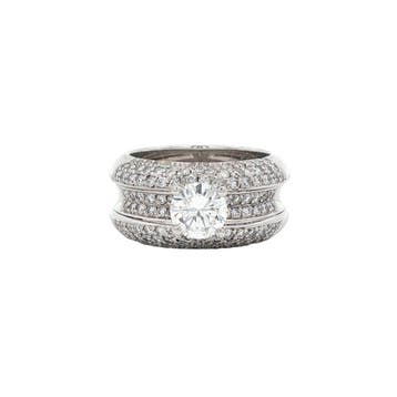 Witgouden ring met diamant 18 karaat, Verzenden, Zo goed als nieuw, Goud