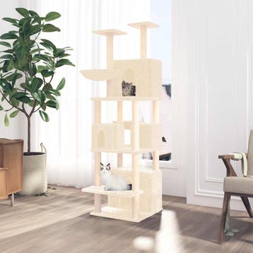 vidaXL Kattenmeubel met sisal krabpalen 180 cm crèmekleurig, Verzenden, Nieuw