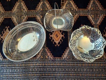 Broodmand (3) - Grote gelamineerd zilveren Broodmand,, Antiek en Kunst, Antiek | Goud en Zilver