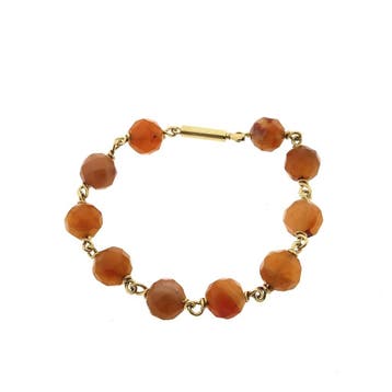 Gouden armband met carneool (Schakelarmband), Gebruikt, Ophalen of Verzenden, Met edelsteen, Goud