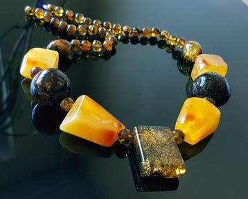 Amber Vintage Zeldzame Baltische Barnsteen Ketting met Grote