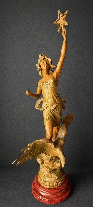 sculptuur, Art Nouveau statue - Star - 68 cm - Zamak