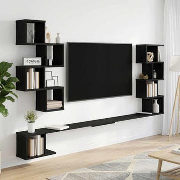 vidaXL Vaste TV Plank Zwart eiken 200 x 15 x 94 cm Bewerkt, Verzenden, Nieuw