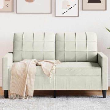 2-Zitsbank Velours Creme | Laatste Stuk!, Huis en Inrichting, Overige materialen, Tweepersoons, 75 tot 100 cm, Ophalen of Verzenden