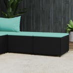 vidaXL Voetensteunen 2 st met kussens poly rattan zwart, Tuin en Terras, Verzenden, Nieuw