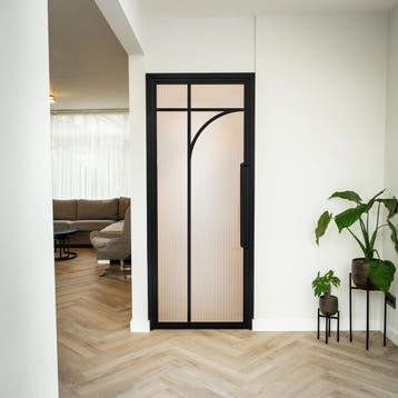 Stalen Binnendeur - Zwart - 5 Vlaks rond - Kanaalglas, Doe-het-zelf en Verbouw, Minder dan 80 cm, Binnendeur, Nieuw, Metaal