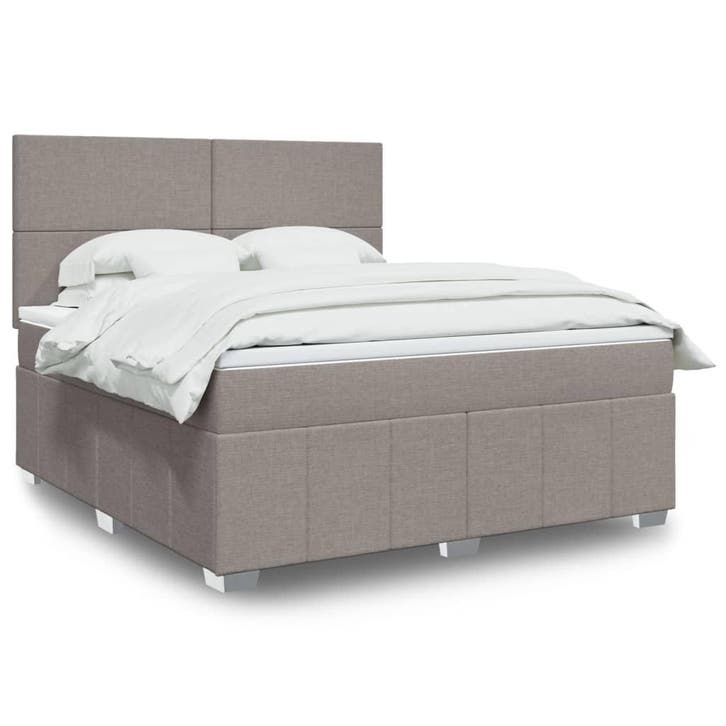 vidaXL Boxspring met matras stof taupe 180x200 cm, Huis en Inrichting, Slaapkamer | Bedden, 80 cm, 200 cm, Eenpersoons, Nieuw