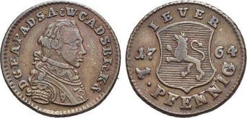 Cu-pfennig 1764 Jever-grafschaft Friedrich August von Anh..., Verzenden