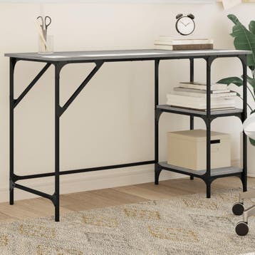 vidaXL Bureau 120x50x75 cm metaal en bewerkt hout grijs, Verzenden, Nieuw