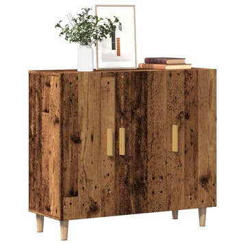 vidaXL Dressoir 90x34x80 cm bewerkt hout oud houtkleurig, Huis en Inrichting, Kasten | Dressoirs, Minder dan 50 cm, Verzenden