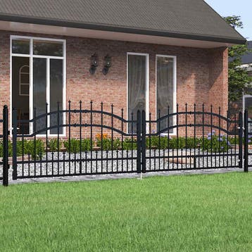 vidaXL Hekpoort KAMPEN met speerpunt zwart 302x78 cm staal, Tuin en Terras, Verzenden, Nieuw