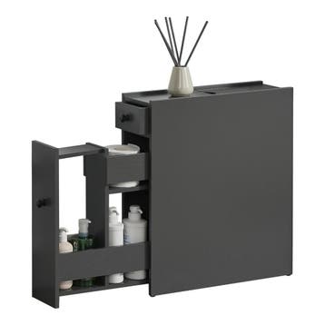 [en.casa] Niskast badkamerkast met 2 lades 58x16x48 cm donke, Verzenden, Nieuw