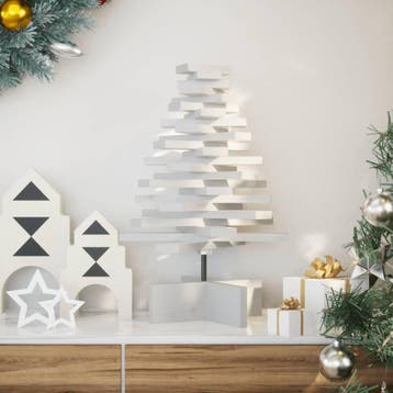 vidaXL Kerstdecoratie kerstboom 60 cm massief grenenhout wit, Diversen, Verzenden, Nieuw