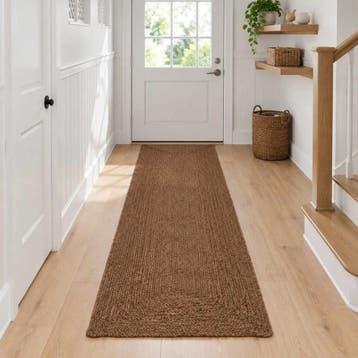 vidaXL Gebied Tapijt Grijs 80 x 400 cm Jute, Verzenden, Nieuw, Grijs