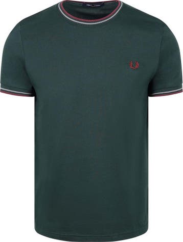 Fred Perry Twin Tipped T-shirt Donkergroen 85A maat M Heren, Kleding | Heren, T-shirts, Verzenden, Nieuw, Maat 48/50 (M), Fred Perry