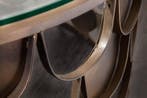 Ronde salontafel ABSTRACT 60cm antiek messing metaal glas, Ophalen of Verzenden, Nieuw