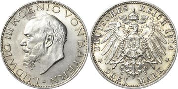3 Mark 1914 Bayern Ludwig Iii 1913-1918, Verzenden