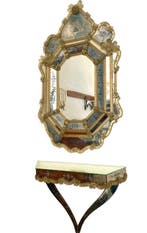 Murano - Spiegel - Glas - Venetiaanse spiegel- en consoleset, Antiek en Kunst, Curiosa en Brocante