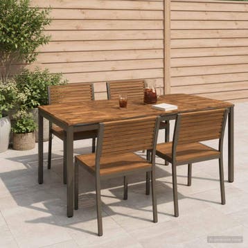 vidaXL Tuindiner tafel Natuurlijk en Koffie 180 x 88,5 x 75, Verzenden, Nieuw