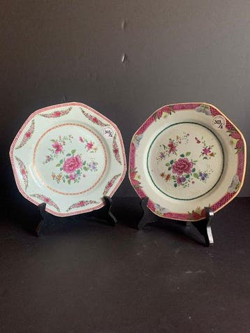 Schotel (2) - Porselein - Chinese octagonale borden