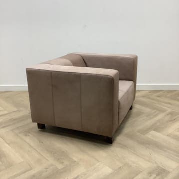fauteuil (hxbxd) 67x103x87 cm, taupe - bruin leer, Ophalen of Verzenden, Gebruikt, Leer, Eén