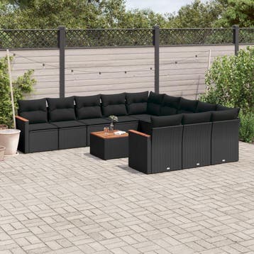 vidaXL Patio Sofa Set 12-zits Black, Verzenden, Nieuw