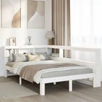 vidaXL Bed met boekenkast zonder matras grenenhout wit, Huis en Inrichting, Slaapkamer | Bedden, Verzenden, Wit, Nieuw, Twijfelaar