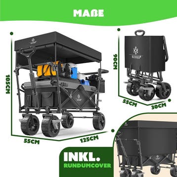 KESSER® XXL bolderkar, opvouwbaar, met dak, GT9000, inklapba, Verzenden, Zo goed als nieuw