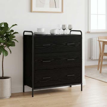 vidaXL Dressoir Zwart eiken 97 x 33 x 81 cm Bewerkt hout, Huis en Inrichting, Verzenden, Nieuw, Overige houtsoorten, Minder dan 50 cm