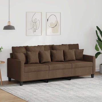 vidaXL Driezitsbank 180 cm stof bruin, Verzenden, Nieuw, Driepersoons, Stof