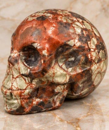 Figuur - Handgesneden Rode Agaat Schedel – Natuursteen