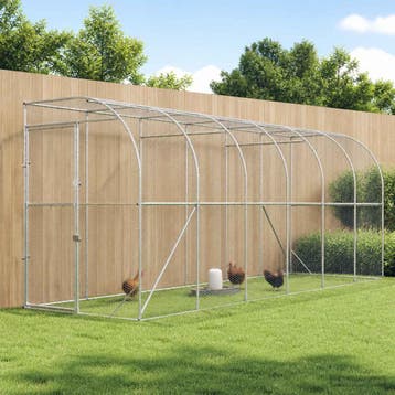 vidaXL Kippenhok Tegen de Muur zilver 600 x 150 x 215 cm, Dieren en Toebehoren, Verzenden, Nieuw
