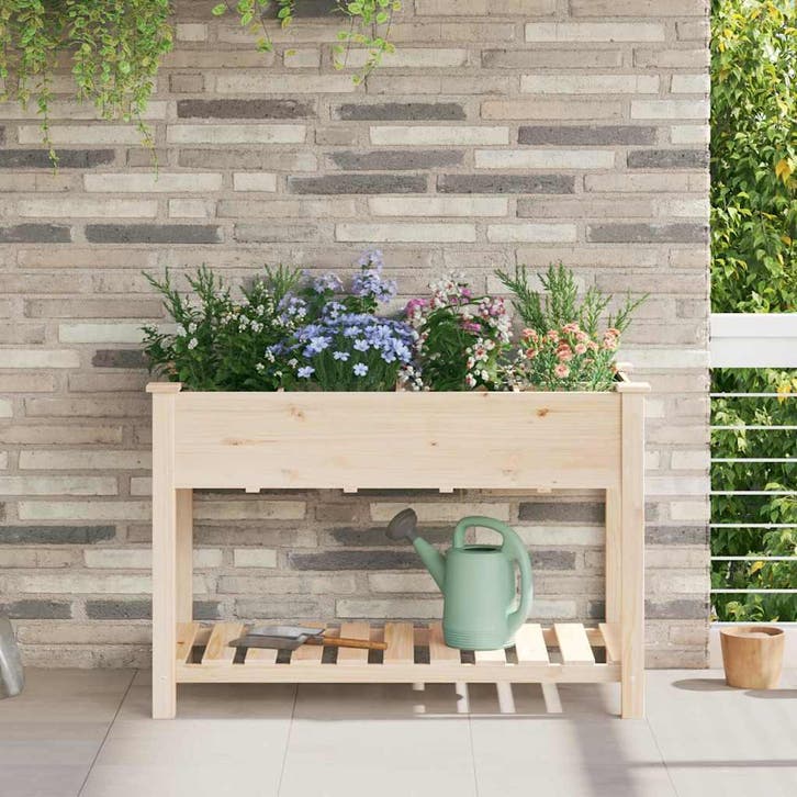 vidaXL Tuin Bloempot Beige 115 x 59 x 76,5 cm Massief, Tuin en Terras, Bloembakken en Plantenbakken, Minder dan 60 cm, Nieuw, Hout