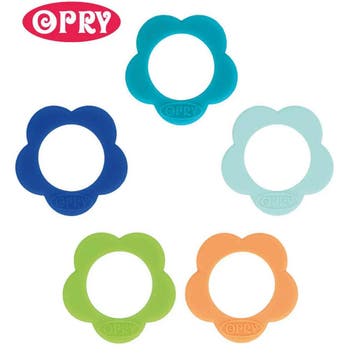 Opry Siliconen Bijtring Bloem 4 cm - Kleurset 3 (Set 5 stu, Ophalen of Verzenden, Nieuw