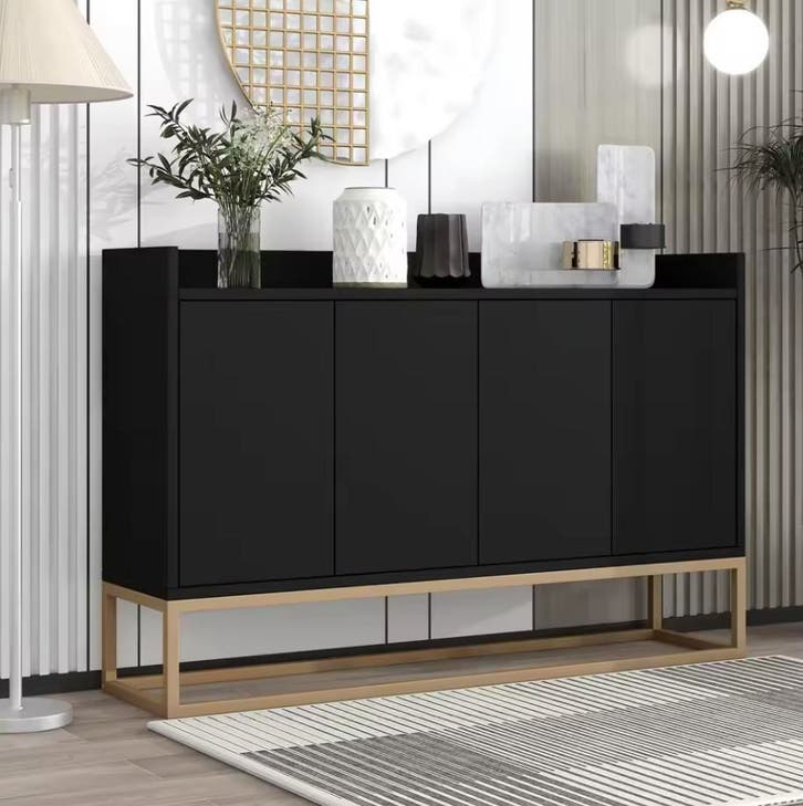 Nieuwe Zwart Goude Dressoir Kast - Minimalistisch en Modern, Huis en Inrichting, Kasten | Dressoirs, Nieuw, Verzenden