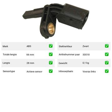 ABS-sensor Vooras links Volkswagen Beetle 1.2 TSI, Verzenden, Nieuw, Volkswagen