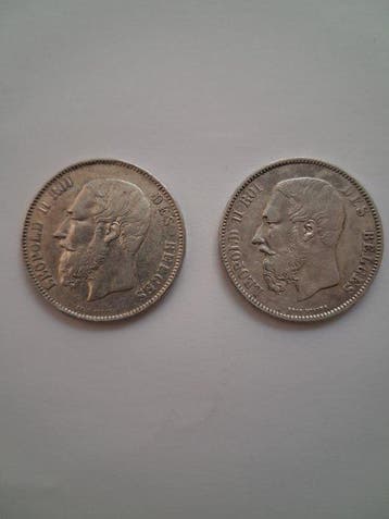 België. Leopold II. 5 Francs 1869 (Zonder minimumprijs), Postzegels en Munten