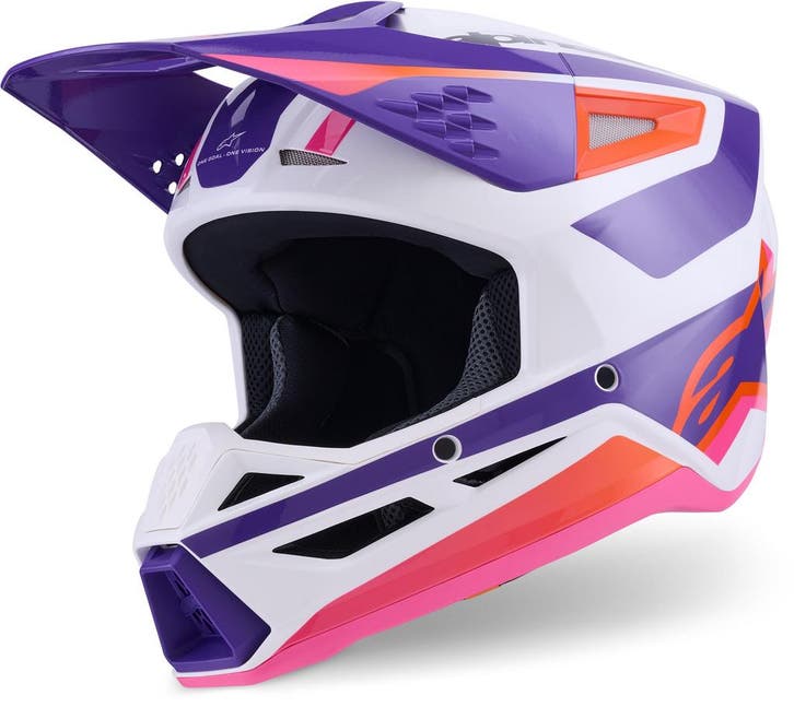Alpinestars S-M3 Heat Wit Lila Crosshelm, Motoren, Kleding | Motorhelmen, Overige typen, Heren, XXL, Nieuw met kaartje, Overige merken