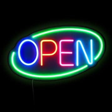 GGM Gastro | Led lichtbord - OPEN - dimbaar - Groen - Bont -, Verzenden, Nieuw, Effen, Bord(en)