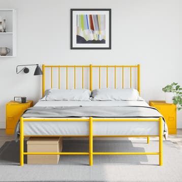 vidaXL Nachtkastjes 2 st 34,5x39x44 cm staal mosterdgeel, Verzenden, Nieuw, Metaal of Aluminium