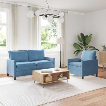 vidaXL Bankstel 2 st Blauw Stof, Verzenden, Nieuw, Stof, Minder dan 150 cm