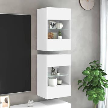 vidaXL Wandkasten met LED-verlichting voor tv 2 st, Verzenden, Nieuw, Overige houtsoorten