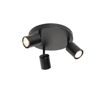 Moderne plafondlamp zwart verstelbaar rond 3-lichts - Java, Verzenden, Nieuw, Modern